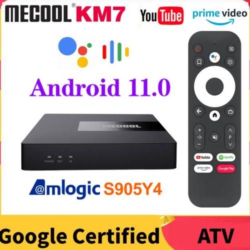 Mecool Google Certifiés  Android 11 TVBOX KM7 4GB 64GB Amlogic S905Y4  Double WiFi 4K
 Fiche Technique et Prix au Maroc