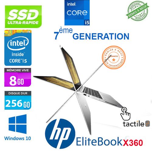 Hp PC Portable ELITEBOOK X360 G2 I5-7éme -8GB- 256GB SSD - TACTILE -REMIS À NEUF
 Fiche Technique et Prix au Maroc