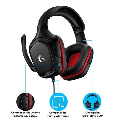 Logitech G332 Casque gaming filaire - compatible PC, PlayStation 4, Xbox One.
 Fiche Technique et Prix au Maroc