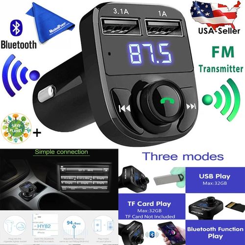 Transmetteur FM Bluetooth,Kit Main Libre Voiture Bluetooth Chargeur Rapide Allume Cigare avec Dual USB Ports,Lecteur MP3 Adaptateur Radio sans Fil, Support Carte TF/Clé USB (Style:2) avec sticker
 Fiche Technique et Prix au Maroc