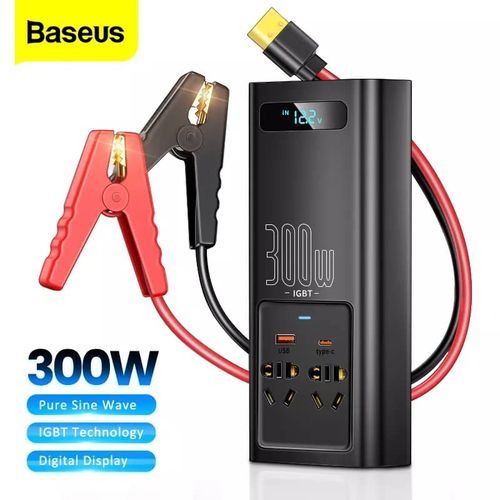 Baseus Onduleur de voiture 300W , Convertisseur Courant electrique 12V cc à 220V
 Fiche Technique et Prix au Maroc