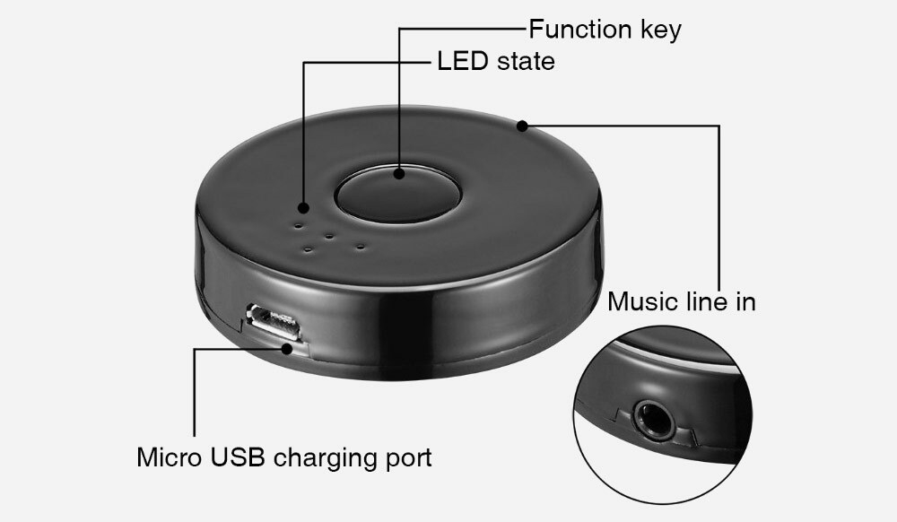 YET - TX10 Adaptateur Audio Stéréo Bluetooth Récepteur Emetteur Multi-point 3,5mm- Noir
