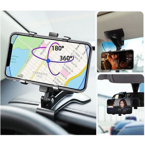 Support Telephone Voiture pour Tableau de Bord, Pare-Soleil et Rétroviseur, Flexible 360°
 Fiche Technique et Prix au Maroc