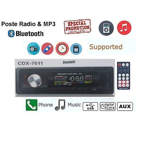 Radio Voiture Bluetooth  ECRAN LCD- SD CARD -FM -AUX-MP3 / WMA /USB
 Fiche Technique et Prix au Maroc