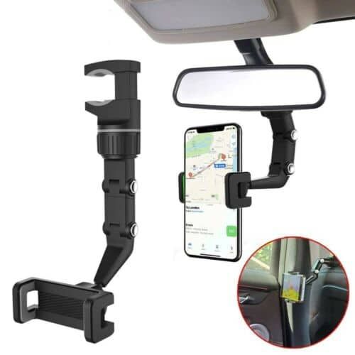Support de téléphone multifonction pour voiture, rotatif à 360 , rétroviseur
 Fiche Technique et Prix au Maroc
