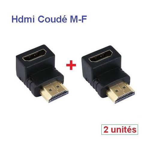 2 Adaptateurs Connecteurs Hdmi M-F Coude 90° Mâle Femelle Coudé //sans Emballage
 Fiche Technique et Prix au Maroc
