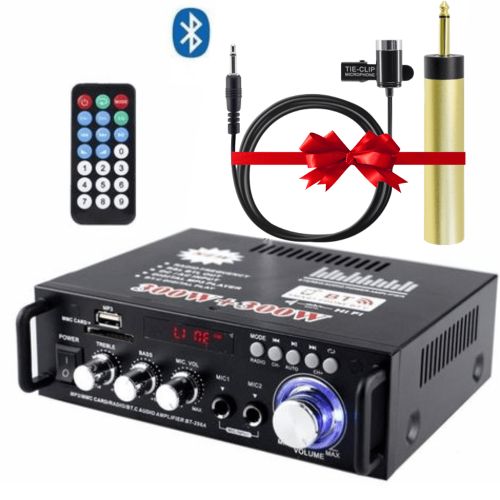Amplificateur BT-298A 300W+300W stéréo Audio HIFI numérique et Microphone cravate Et Adapteur
 Fiche Technique et Prix au Maroc