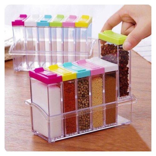 Boite pour Epices Pot Organisateur 6 en 1 Assaisonnement,Condiments sucre sel - Plastique
 Fiche Technique et Prix au Maroc