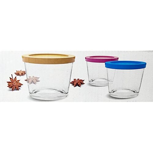CITY GLASS Lot de 3 bocaux en verre  transparent 22 cl avec couvercle.
 Fiche Technique et Prix au Maroc