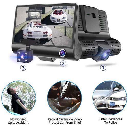 Dashcam 3 Camera voiture Video Lens Dvr Full Hd 1080p
 Fiche Technique et Prix au Maroc