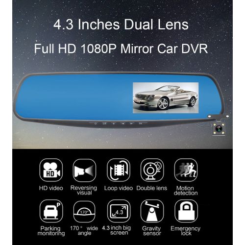 Dvr Rétroviseur Caméra de voiture blackbox dvr HD 1080
 Fiche Technique et Prix au Maroc