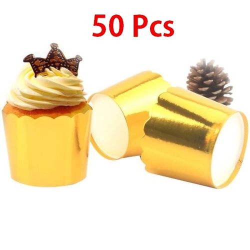 Gobelets dorés en papier pour cupcake, bonbons ou gâteaux// Tasses pour gâteaux de fête d'anniversaire// Pack de 50 Pcs de Moules Cupcake
 Fiche Technique et Prix au Maroc