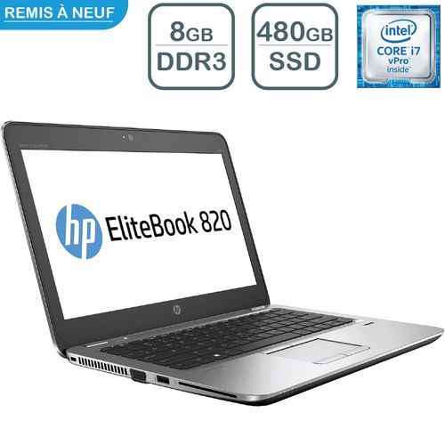 Hp PC Portable EliteBook 820 G3 12HD / i7-6éme / 8GB / 480GB SSD [REMIS À NEUF] à prix pas cher Fiche Technique et Prix au Maroc