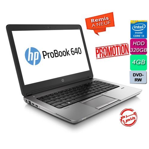 Hp PC Portable HP Probook 640 G1 Core i3 4eme 320Gb 4GB RAM 14" remis a neuf
 Fiche Technique et Prix au Maroc