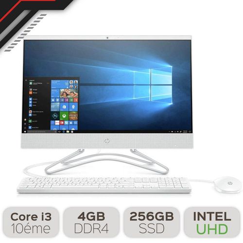 Hp Pc Tout-en-Un 200 G4 AiO Core i3-10éme, 4GB DDR4, 256GB SSD,Ecran 21.5 FHD Blanc
 Fiche Technique et Prix au Maroc