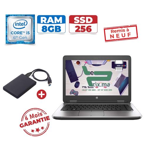 Hp ProBook 640 G2 CORE i5-6200U 8 Go RAM-SSD 256Go - remis a neuf
 Fiche Technique et Prix au Maroc
