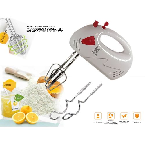 Kenz Batteur Mixeur Mélangeur Premium 7 Vitesses 2 Fouets et 2 Crochets à Pâte,
 Fiche Technique et Prix au Maroc