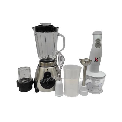 Kenz Pack Blender Bol En Verre 1.5L ICE Crush+Mixeur 4EN1 G-lineshop article 5698
 Fiche Technique et Prix au Maroc