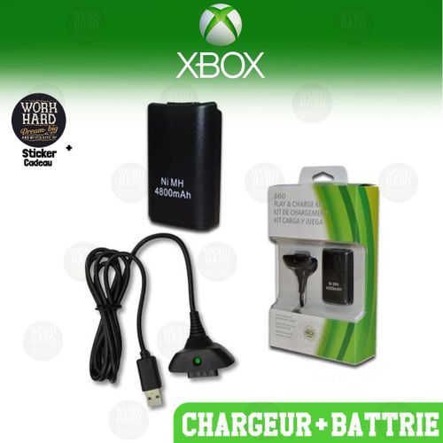 Kit de Chargement et Batterie up to 35 heures Play Xbox 360+Sticker cadeau
 Fiche Technique et Prix au Maroc