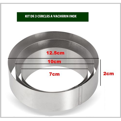 Lamacom kit de 3 cercles à vacherin inox // cercles à tarte // moules à gâteau // ensemble de 3 pièces
 Fiche Technique et Prix au Maroc