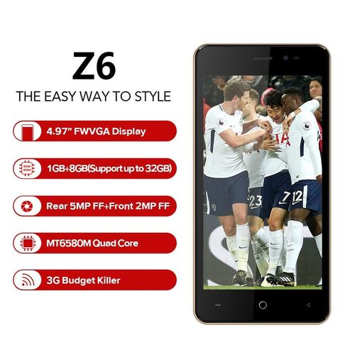 Leagoo Z6 - 5" - 3G/Dual SIM - 8Go - 1Go - Android - Gold
 Fiche Technique et Prix au Maroc