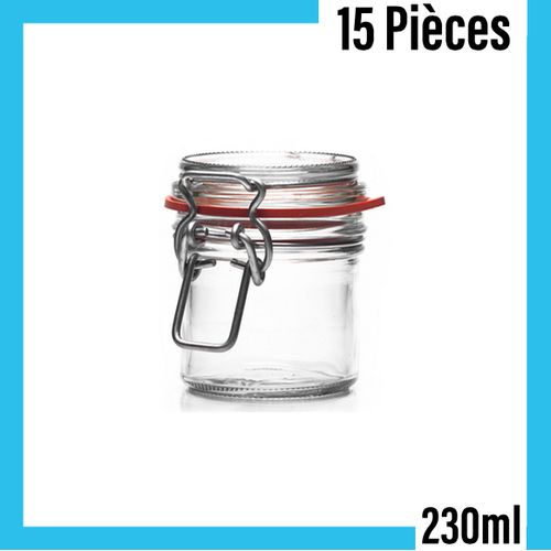 Lot de 15 Bocal Ermetico en Verre Transparent- 230ml
 Fiche Technique et Prix au Maroc
