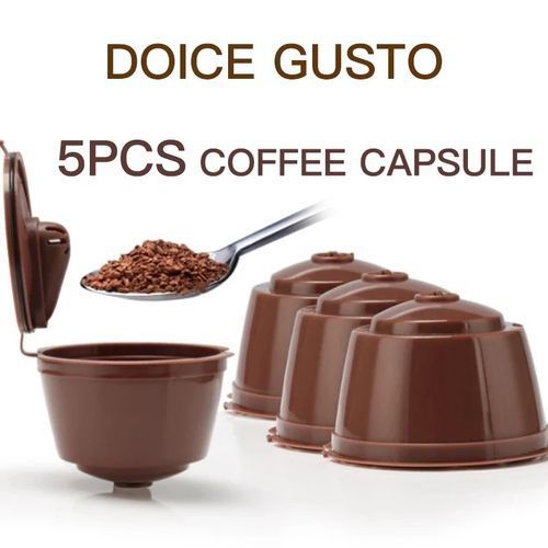 Lot de 5 capsules à café réutilisables pour machine à café Dolce Gusto rechargeables
 Fiche Technique et Prix au Maroc