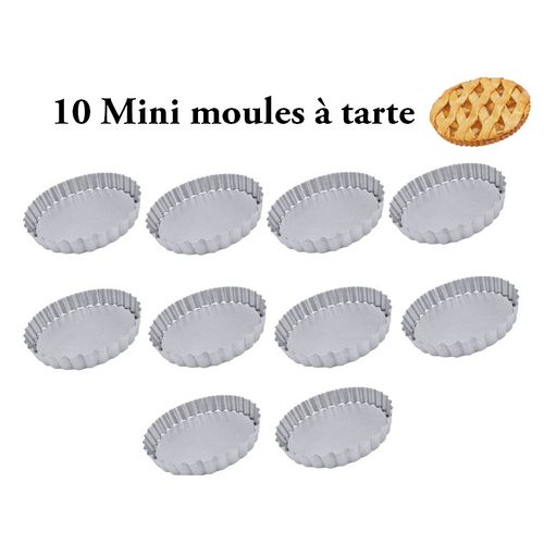 Moules à tarte et Plateaux à quiches antiadhésifs, Moule à Tartelettes 10 Pièces
 Fiche Technique et Prix au Maroc
