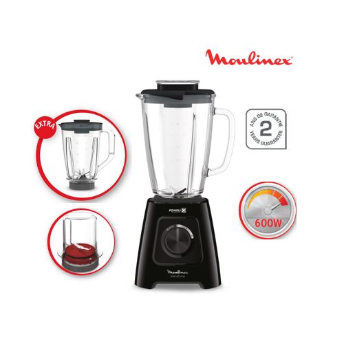 Moulinex Blender LM42R8 BLENDFORCE BOL VERRE + EXTRA BOL + MOULIN A CAFE
 Fiche Technique et Prix au Maroc