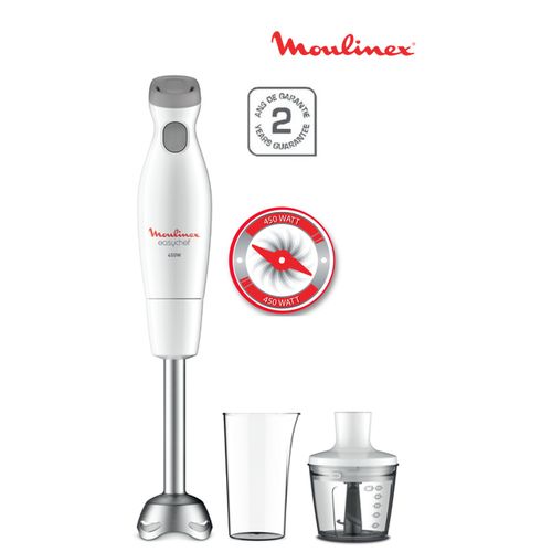Moulinex Pied Mixeur EasyChef 2en1 - 450W - Bol 800ml - Mini Hachoir - Garantie 2ans
 Fiche Technique et Prix au Maroc