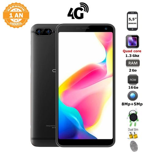 Oale P1 5.5"  (2GB, 16GB ROM) Android 8.0 8MP + 5MP - Noir
 Fiche Technique et Prix au Maroc