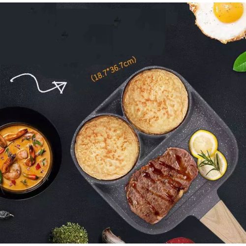 Poêle carrée avec 3 parties - Poêle à œufs - CrêpeConvient à l'induction et gaz
 Fiche Technique et Prix au Maroc