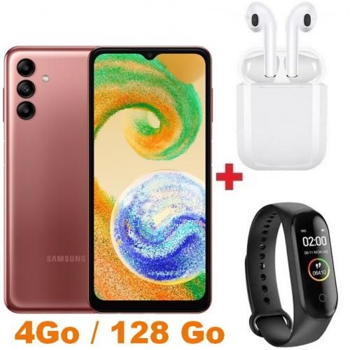 Samsung Galaxy A04S - 4G - 6.5’’- 4Go / 128Go - 50MP - 5000mAh - Pink + Écouteur + Watch
 Fiche Technique et Prix au Maroc