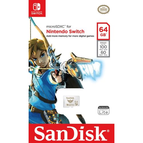 Sandisk Originale Carte Memoire microSDXC pour Nintendo Switch 64GB-Speed 100 MB/s
 Fiche Technique et Prix au Maroc