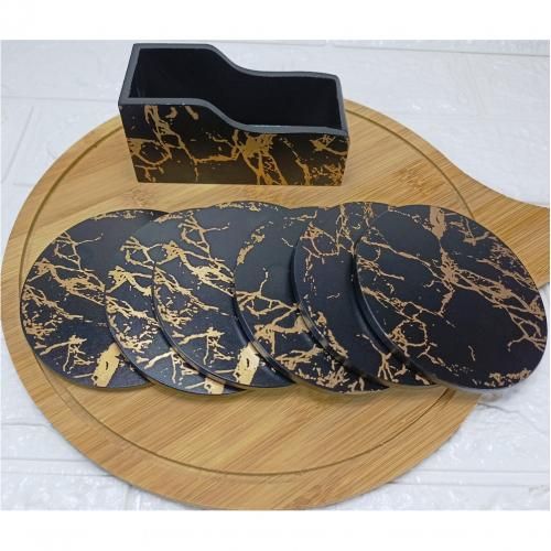 Set de 6 saus tasse avec support en bois Ø:10cm-Noir
 Fiche Technique et Prix au Maroc