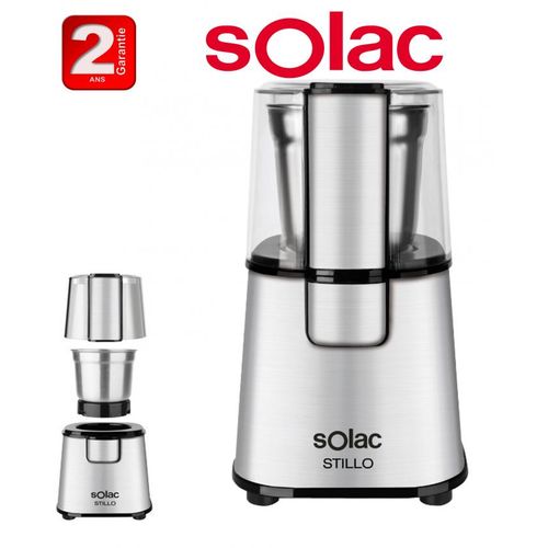 Solac Moulin à café en acier inoxydable de haute qualité  Stillo 220W-2ans de garantie
 Fiche Technique et Prix au Maroc