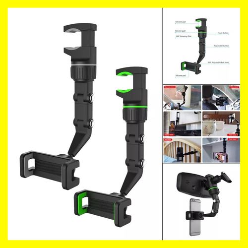 Support de téléphone voiture multifonctionnel - rétroviseur, rotatif a 360 R
 Fiche Technique et Prix au Maroc