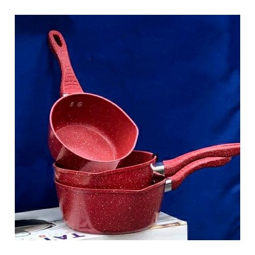 TATCH 3 service casserole  En Granit Rouge granit lourd  16/18/20CM
 Fiche Technique et Prix au Maroc