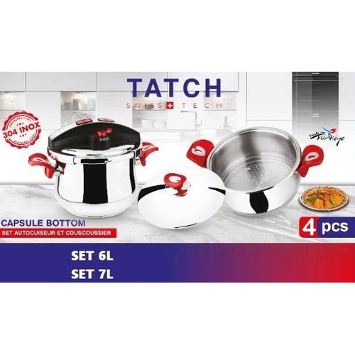 TATCH Couscousier Et Cocotte Autocuiseur 4Pcs
 Fiche Technique et Prix au Maroc