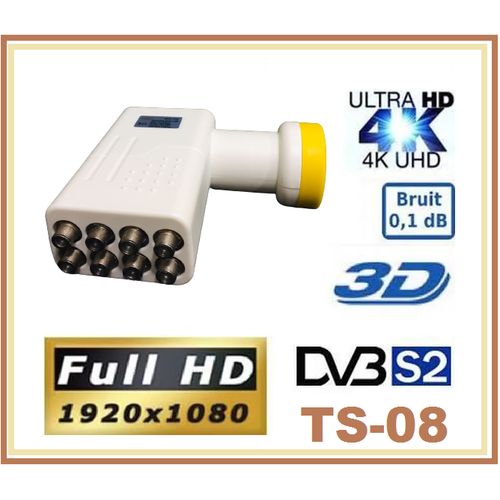 THREE STAR Tête Parabole LNB Full HD 3D 4K 8 Sortie
 Fiche Technique et Prix au Maroc