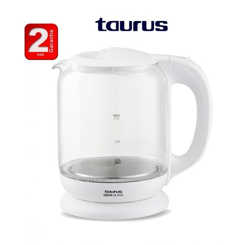 Taurus Bouilloire en verre cristal Siena Glass  1.8L– 2 ans de garantie
 Fiche Technique et Prix au Maroc