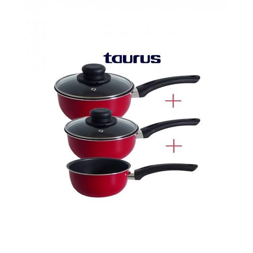 Taurus Lot 3 Casseroles+couvercles rouge VITAL Anti-Adhésive 18 cm+ 16 cm et 14 cm
 Fiche Technique et Prix au Maroc