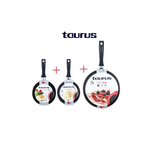 Taurus Lot 3 PCS Crêpières 22cm +Crêpières 14cm +poêles 14 cm rouge VITAL Anti-Adhésive
 Fiche Technique et Prix au Maroc