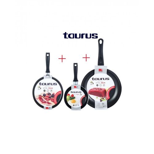Taurus Lot 3 PCS poêles 26 cm+14Cm+ Crepière 22cm rouge VITAL Anti-Adhésive
 Fiche Technique et Prix au Maroc