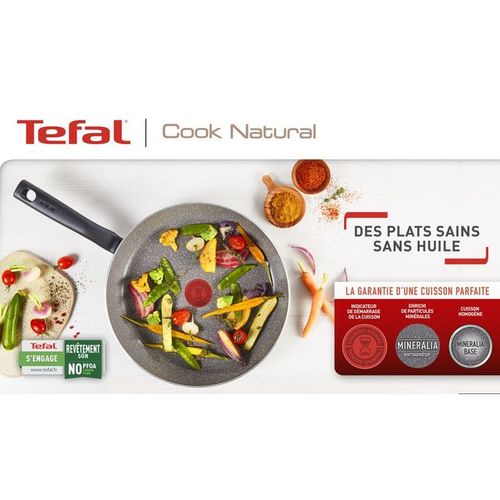 Tefal Poêle 24cm Cook Natural - Antiadhésive - Tous feux sauf induction
 Fiche Technique et Prix au Maroc