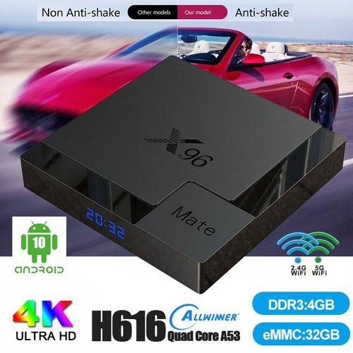 X96 Mate TV BOX 4G 32G Coretx-A53 Android10 BT5.0 4K@60FPS 2.4G/5GWIFI
 Fiche Technique et Prix au Maroc