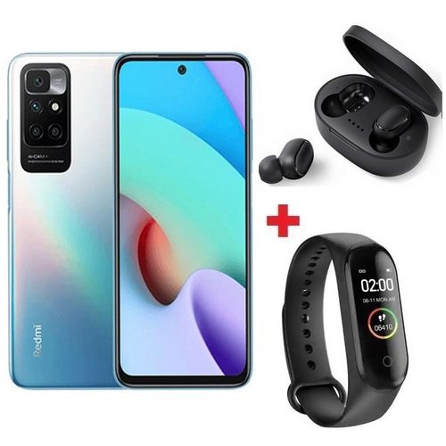 XIAOMI Redmi 10 - 4G - 6.5" - (4Go,128Go) - 50MP/8MP - Android - Bleu + Band + Écouteur
 Fiche Technique et Prix au Maroc
