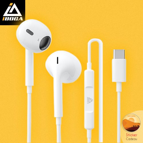 iboga Écouteurs USB C, écouteurs filaires  type C avec micro et contrôle du volume, suppression du bruit
 Fiche Technique et Prix au Maroc
