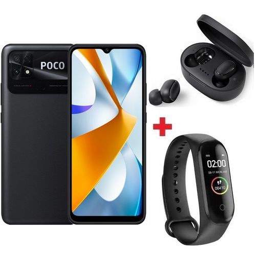 XIAOMI POCO C40 - 6,71“ HD+ - (4GB/64GB) - 13MP - Android  - Noir + Band + Écouteur| Fiche Technique et Prix au Maroc