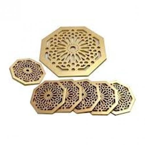 13 piéces sous tasse Artisanale en bois
 Fiche Technique et Prix au Maroc